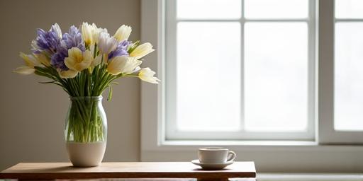 新鮮な花のあるリビング